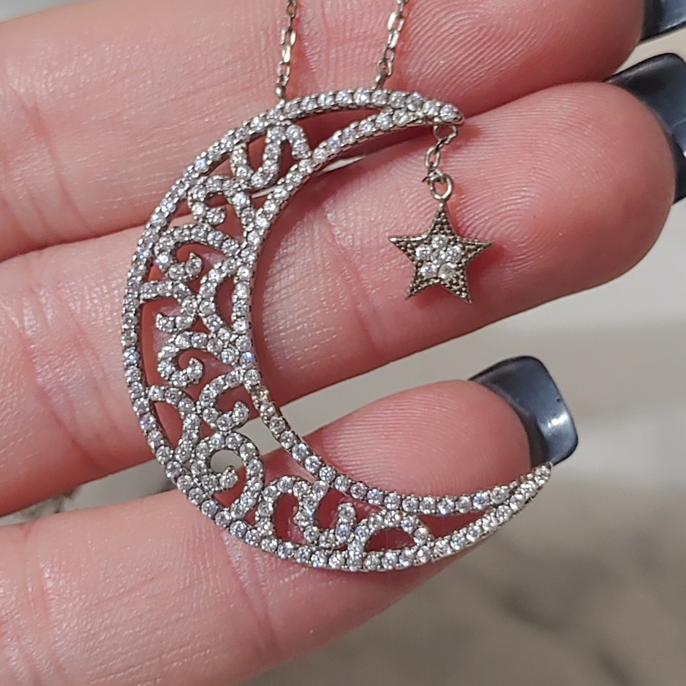 Sterling Moon Star Necklace - Picture 5 of 5